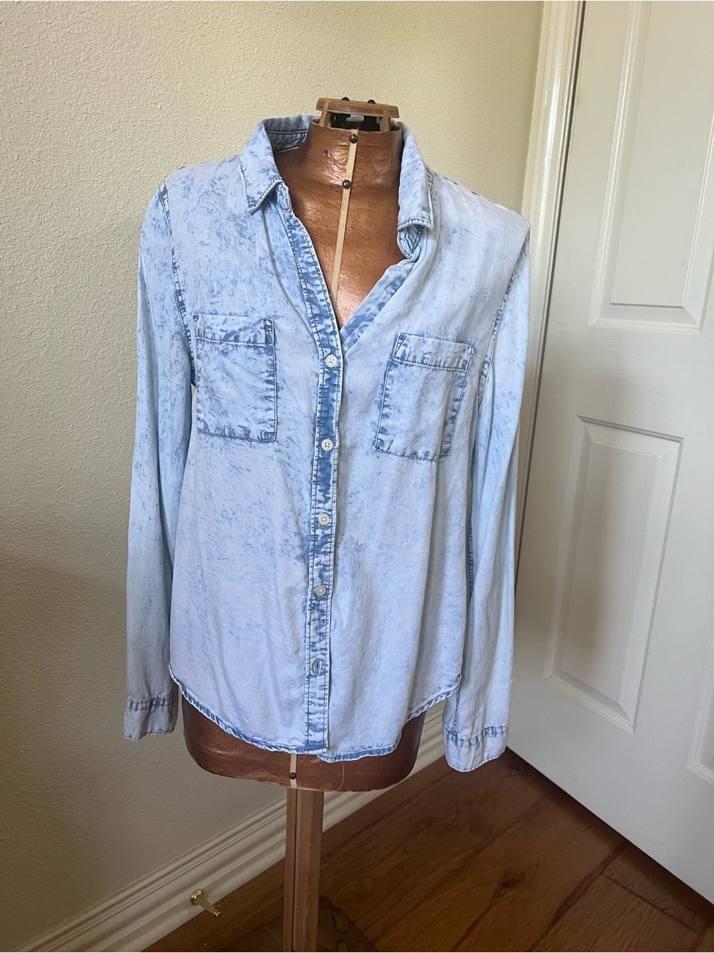 Thread & Supply Light Blue Mineral-Wash Button Down Shirt
